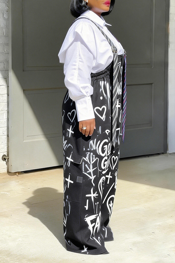 Stylish Long Tie Style Plaid Jumpsuit