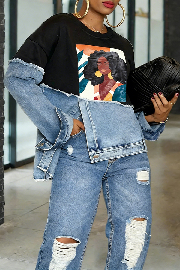 Stylish African Patchwork Print Sweatshirt