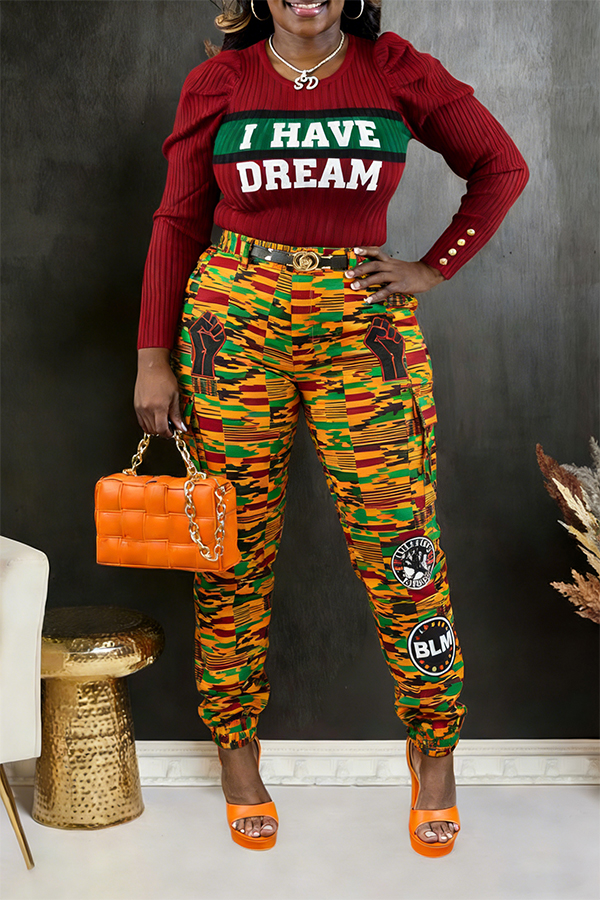 Casual Round Neck Letter Graphic Blouse