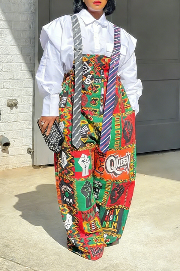 Stylish Allover Print Tie Style Jumpsuit