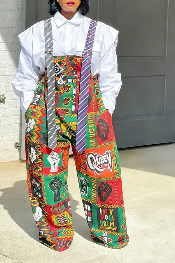 Stylish Allover Print Tie Style Jumpsuit