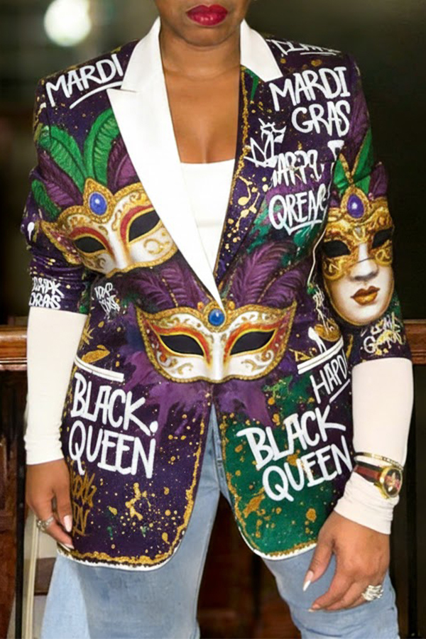 Unique Design Figure Graphic Blazer