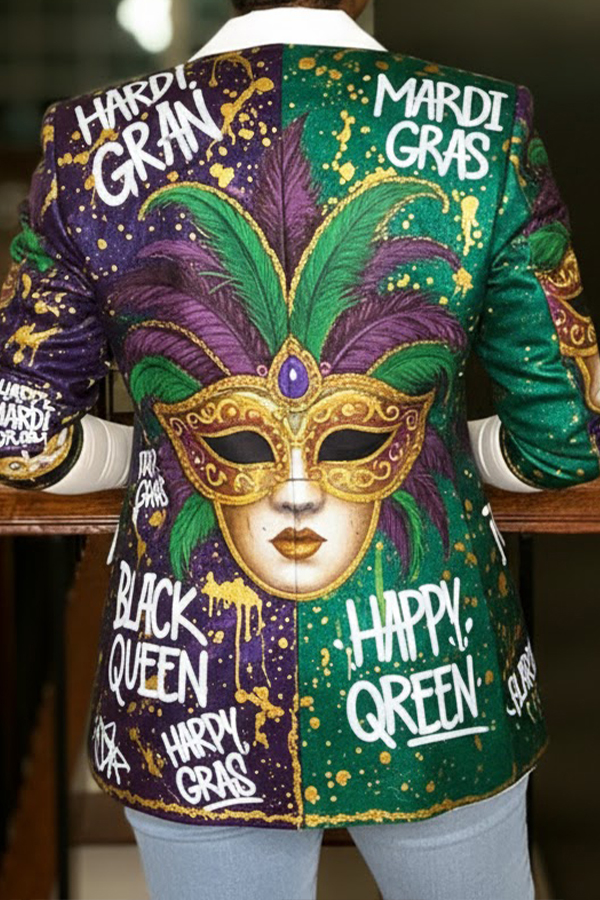 Unique Design Figure Graphic Blazer