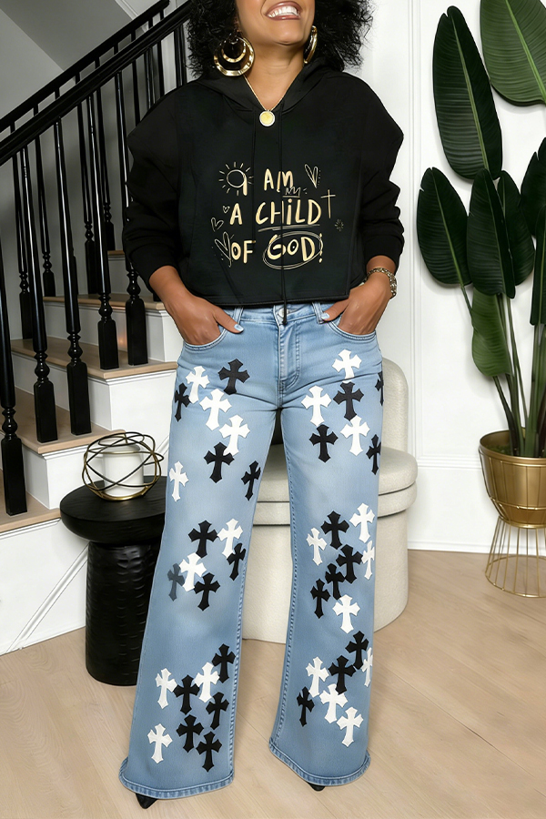 Casual Letter Graphic Kangaroo Pocket Hoodie