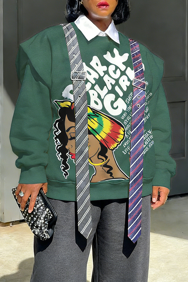 Stylish Letter & Figure Graphic Sweatshirt