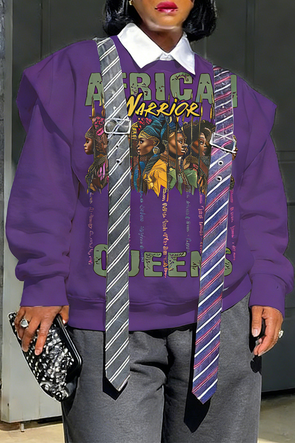 Stylish African Queens Figure Graphic Sweatshirt