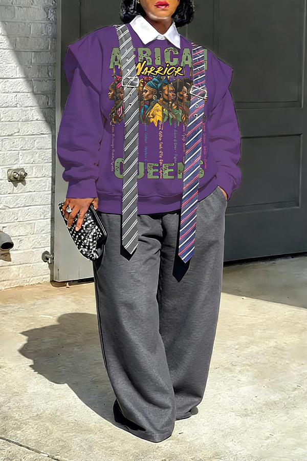 Stylish African Queens Figure Graphic Sweatshirt