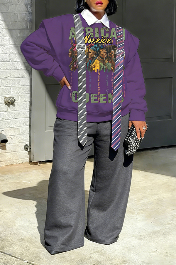 Stylish African Queens Figure Graphic Sweatshirt