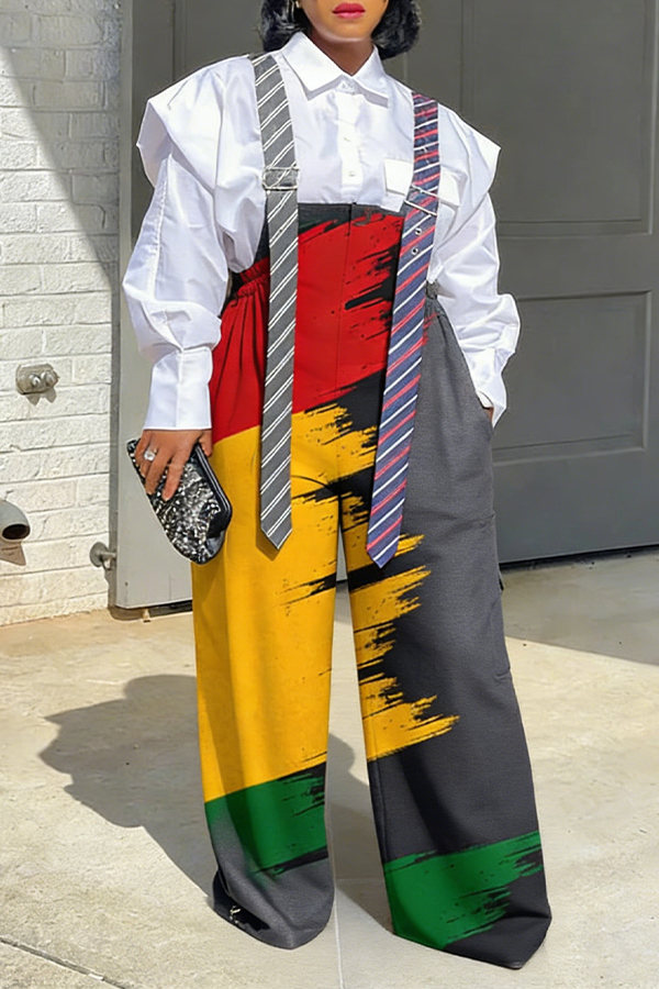 Black History Month Contrasting  Long Tie Style Jumpsuit