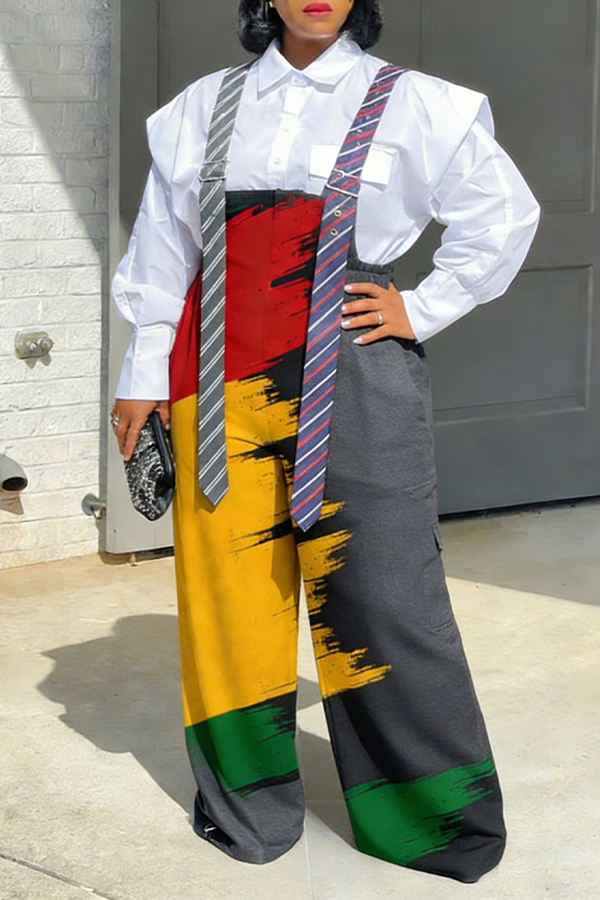 Black History Month Contrasting  Long Tie Style Jumpsuit