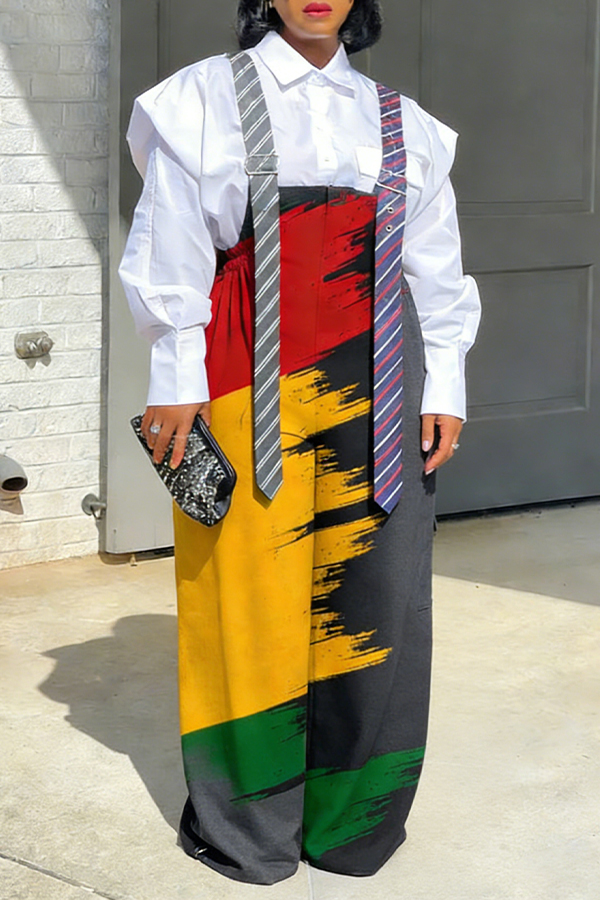 Black History Month Contrasting  Long Tie Style Jumpsuit