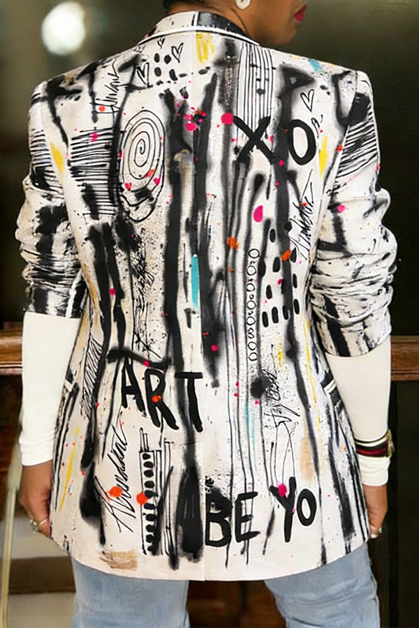 Stylish Lapel Neck Hand Painted Jacket