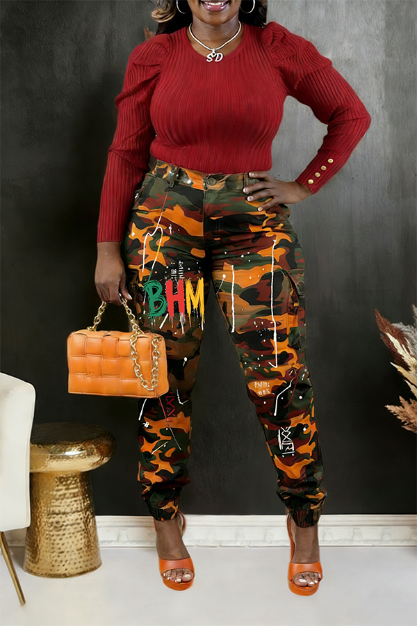 Stylish Adinkra Graffiti Symbols Camouflage Cargo Pants