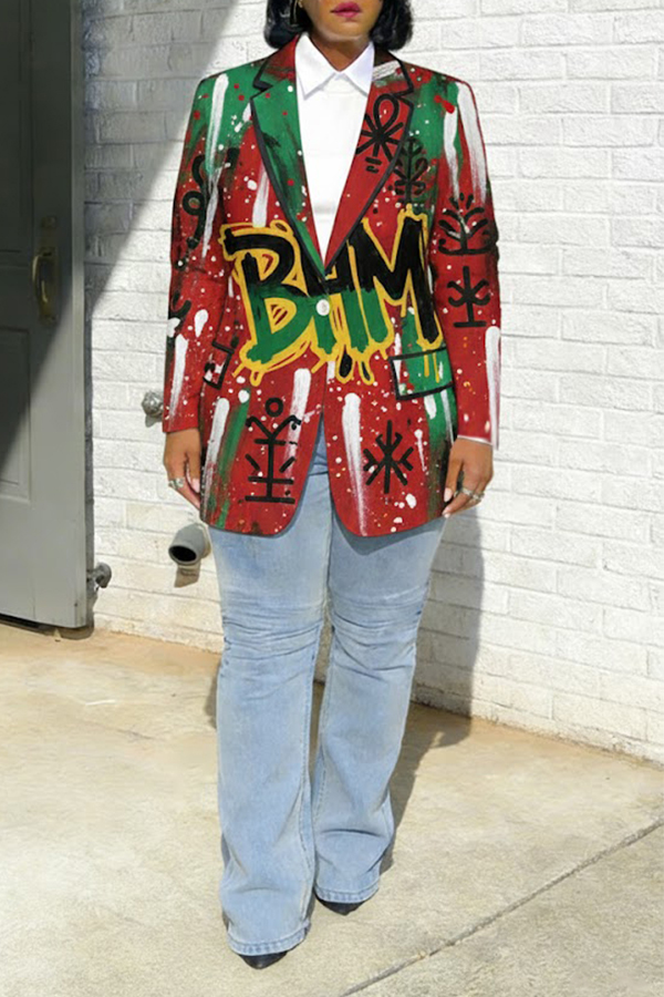 Black History Month Adinkra Graffiti Print Blazer