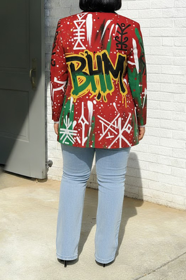 Black History Month Adinkra Graffiti Print Blazer