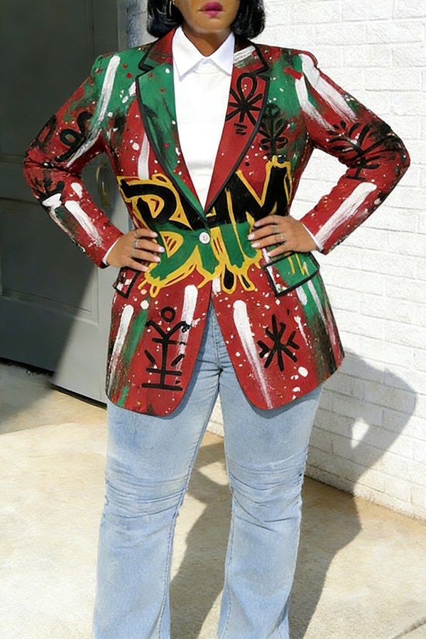 Black History Month Adinkra Graffiti Print Blazer