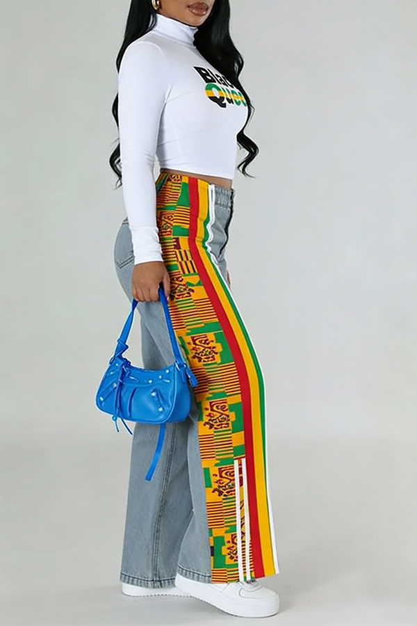 Black History Month Colorblock Adinkra Patchwork Jeans