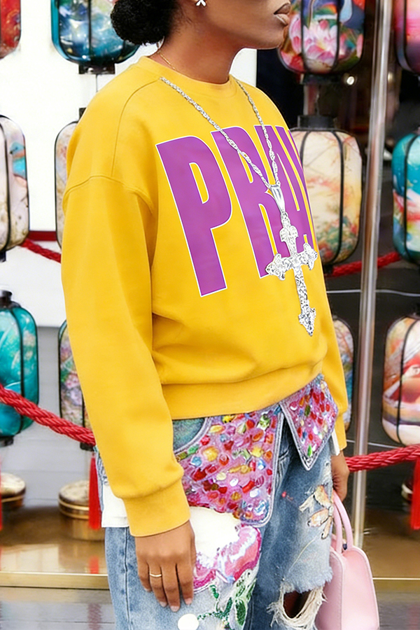 Stylish Letter & Figure Graphic Sweatshirt