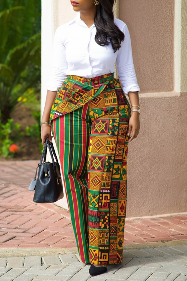Stylish Striped Figure Graphic Pants