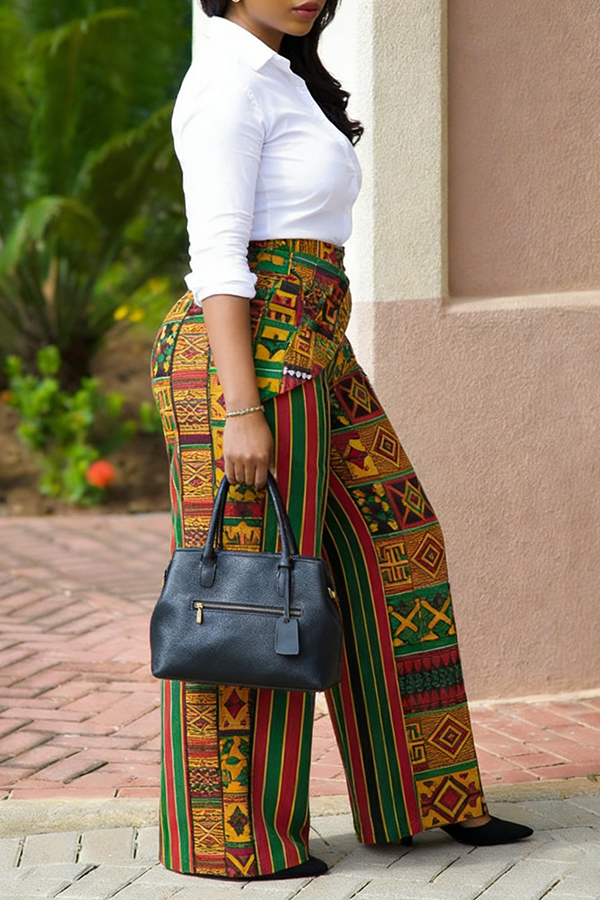 Stylish Striped Figure Graphic Pants