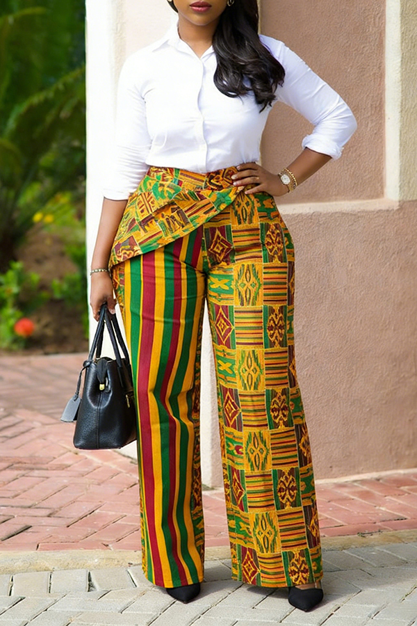 Stylish Striped Figure Graphic Pants