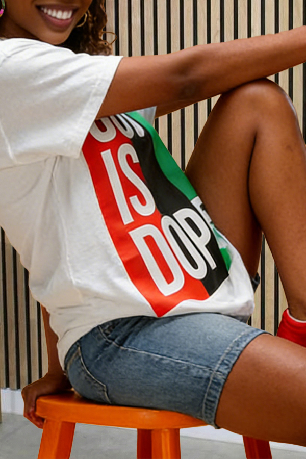 Stylish God Is Dope Colorblock T-shirt