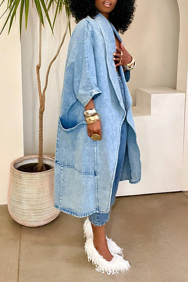 Stylish Shawl Collar Denim Jacket