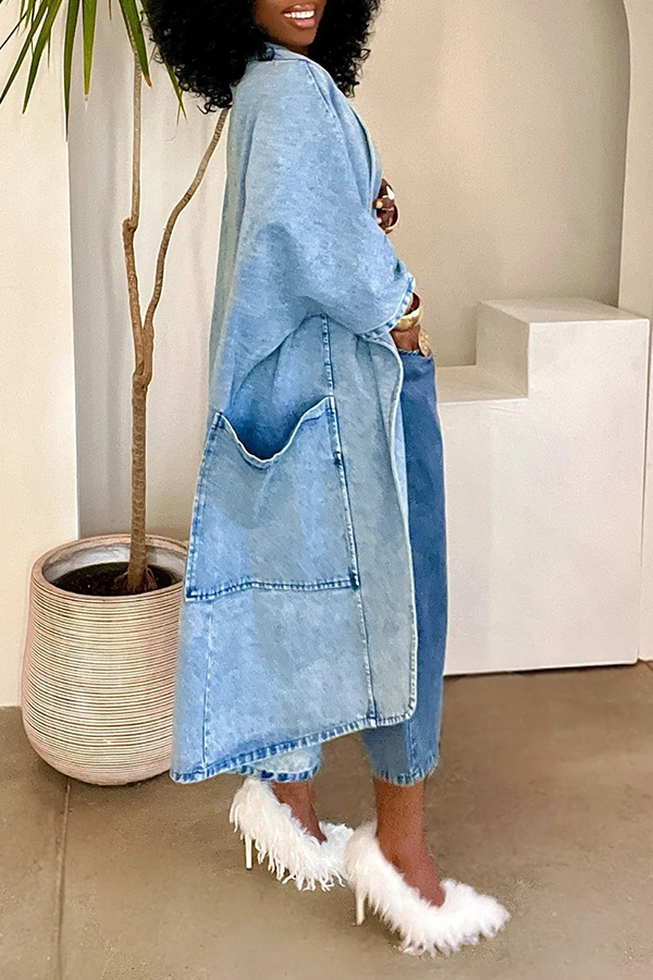 Stylish Shawl Collar Denim Jacket