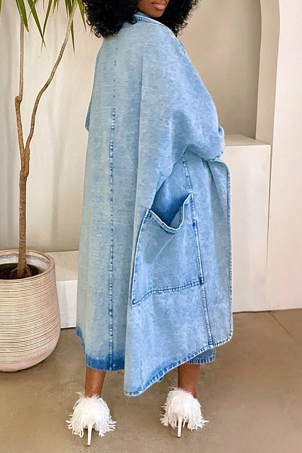 Stylish Shawl Collar Denim Jacket