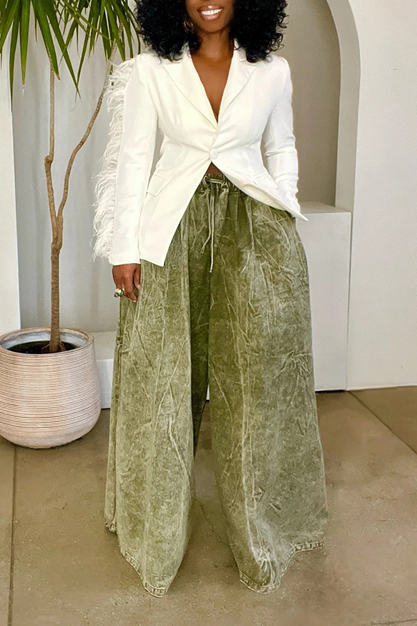 Stylish Acid Washed Denim Palazzo