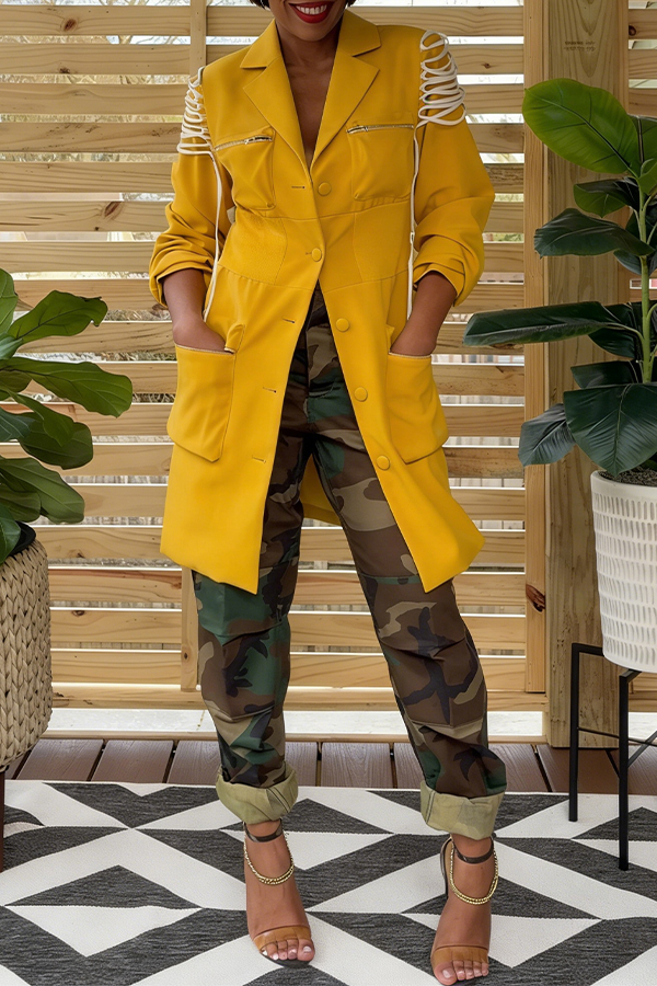 Stylish Lace Up Shoulder Jacket