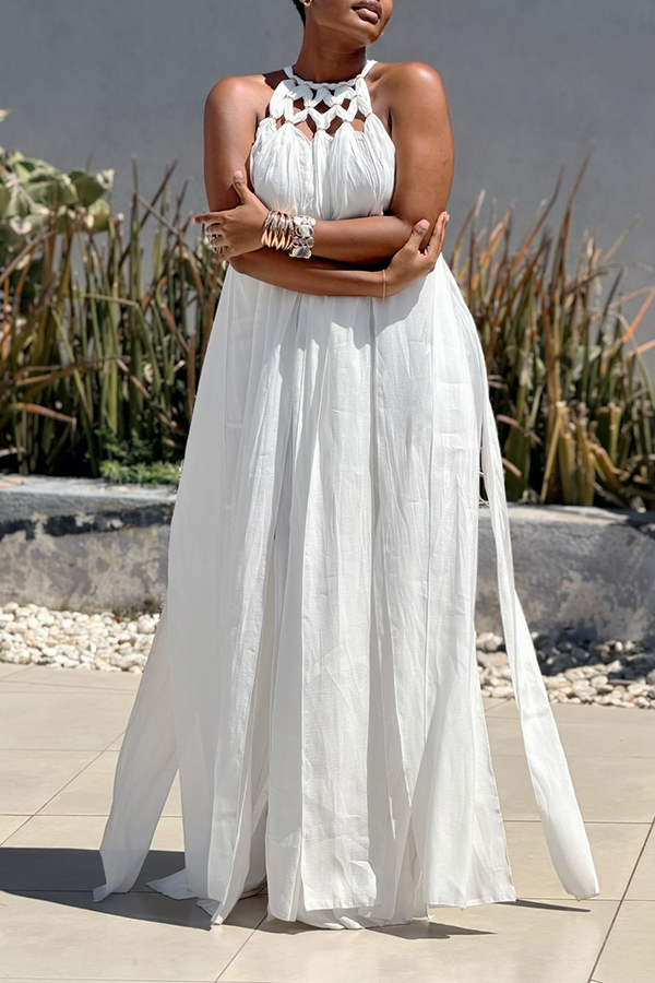 Vacation Halter Split Hem Dress