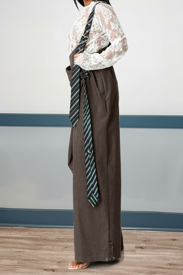 Stylish One-shoulder Asymmetrical Wrap Tie Jumpsuit