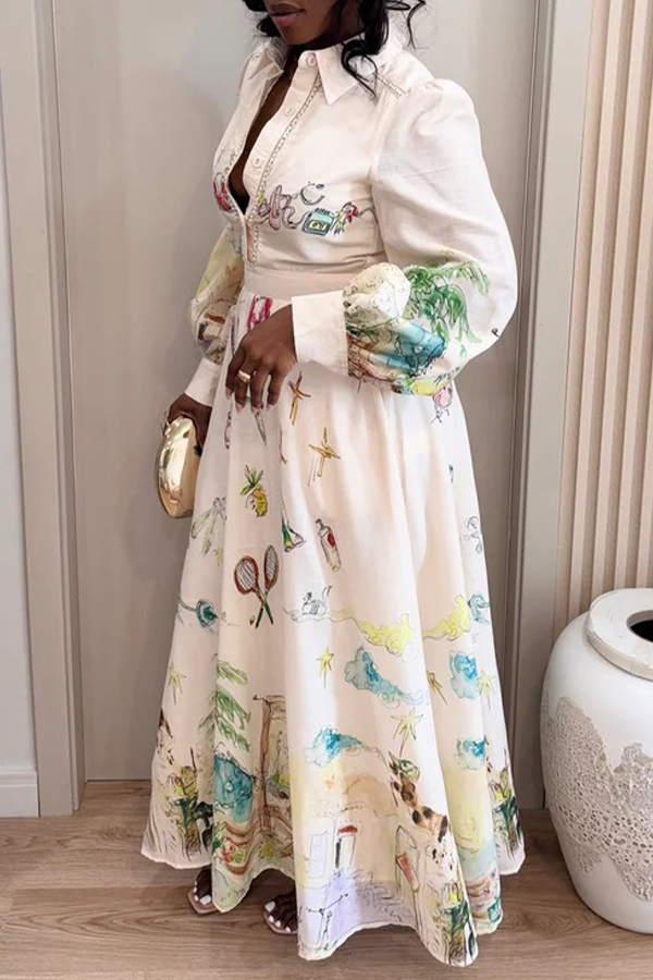 Florentia Printed Vacation Midi Dress