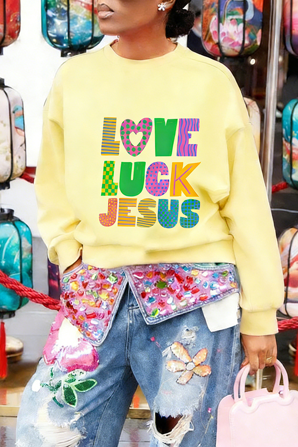 Easter Letter Print Sweatshirt