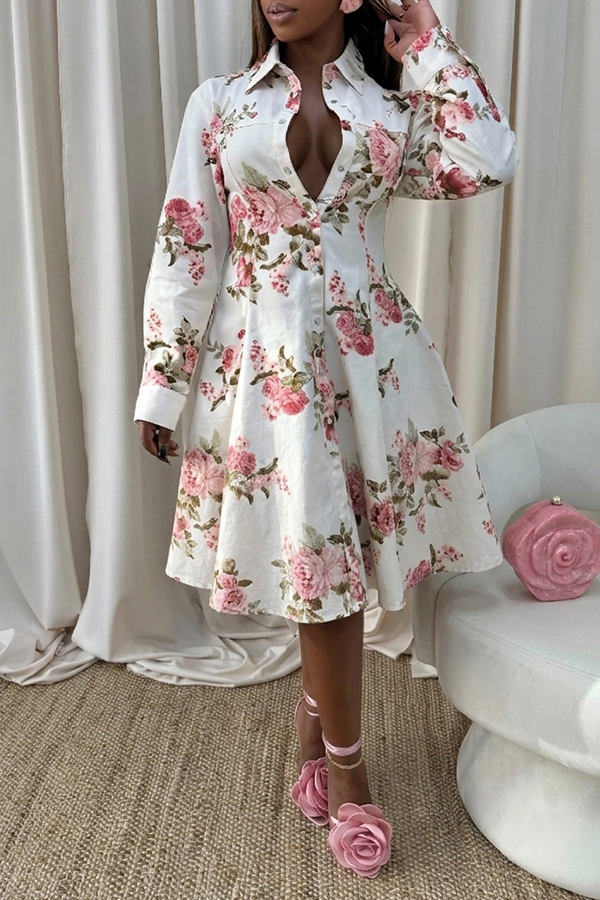 Blush Bloom Denim Midi Dress