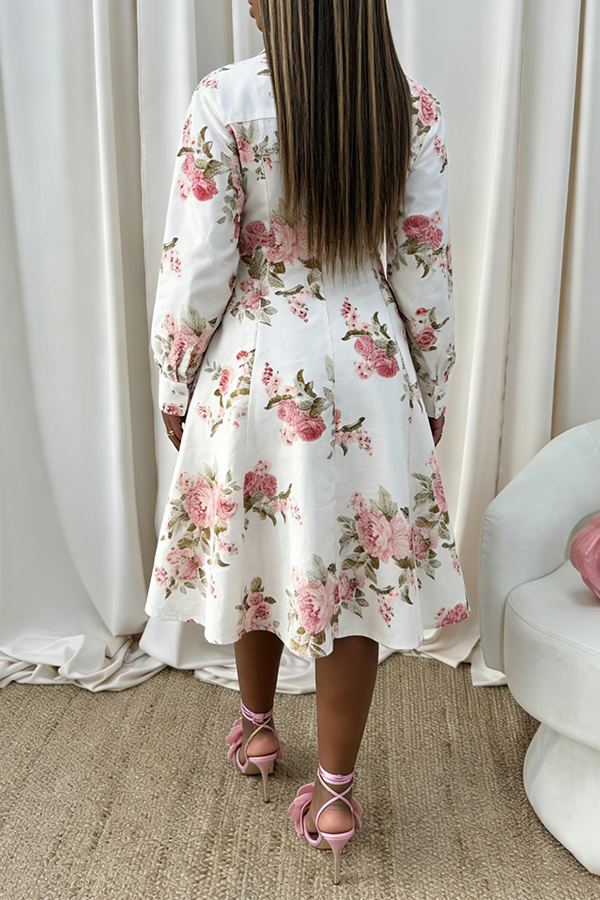 Blush Bloom Denim Midi Dress