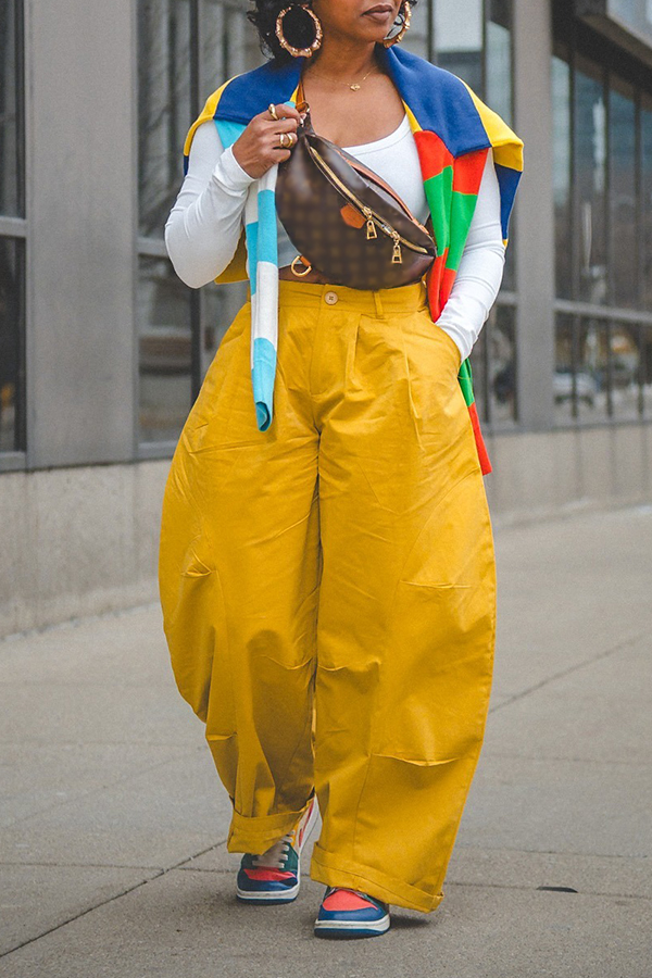 Stylish Mustard Barrel Style Pants