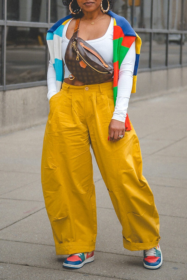 Stylish Mustard Barrel Style Pants