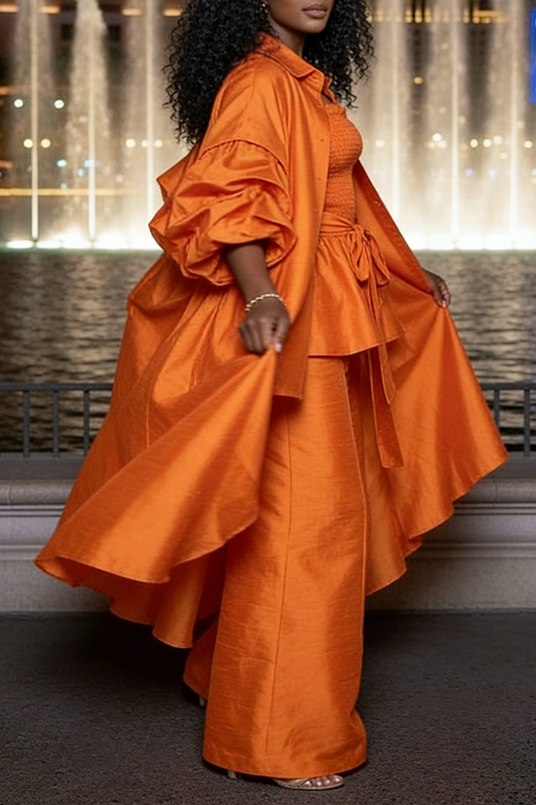 Stylish Faux Silk Duster & Palazzo Pant Set