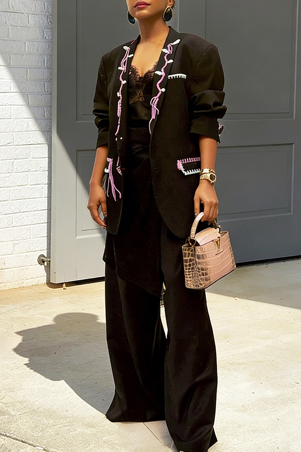 Stylish Crocheted Lapel Blazer