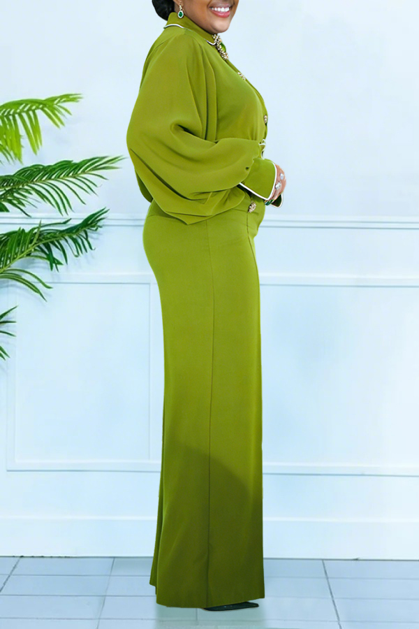 Stylish Drapey Wrinkle-resistant Shirt & Wide Leg Pants Set