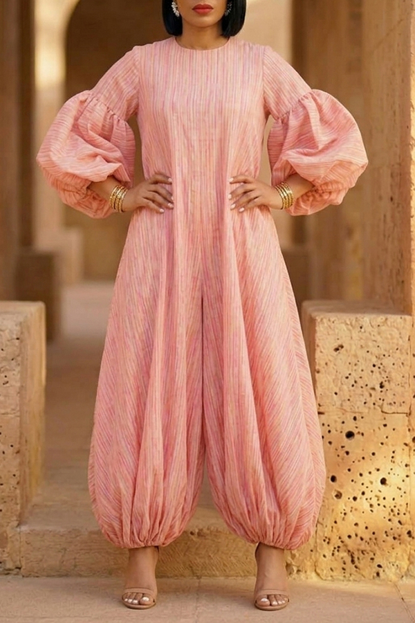 Stylish Lantern Sleeve Wide Leg Jumpsuit