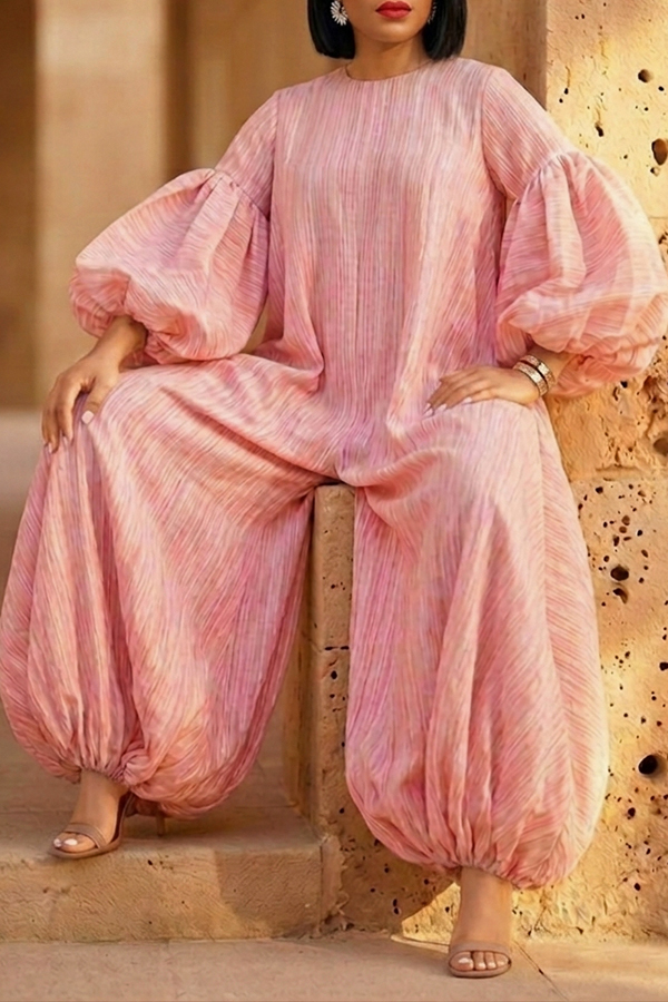 Stylish Lantern Sleeve Wide Leg Jumpsuit