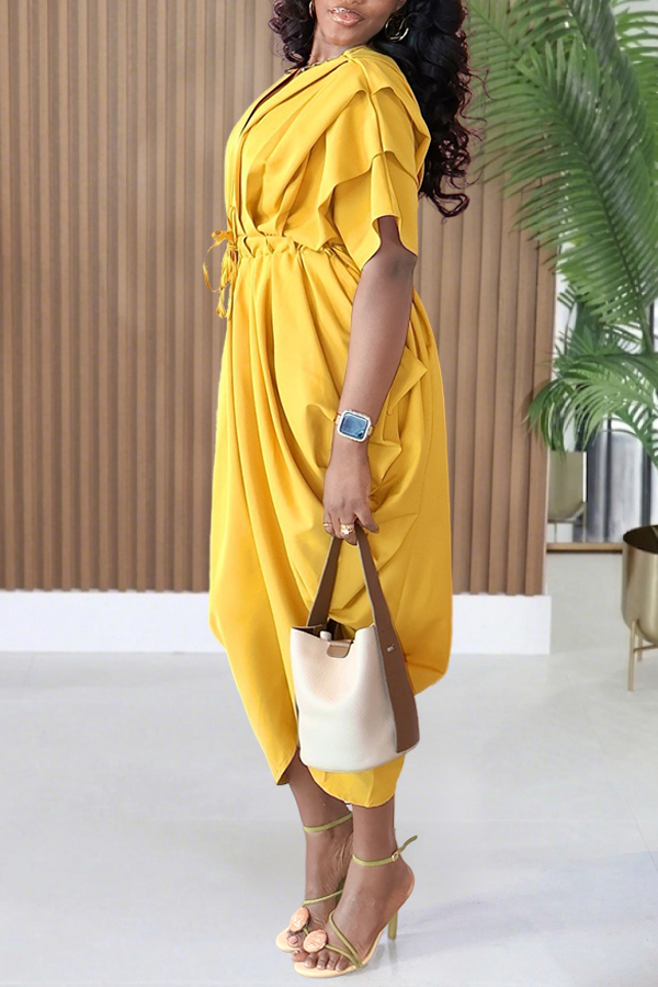 Stylish Pleated Drawstring Jumpsuit