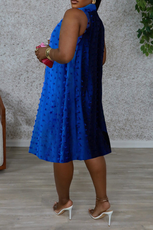 Classic Mock Neck Texture Fabric Dress