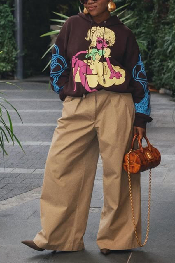 Fashion Long Sleeves Figure Graphic Hoodie