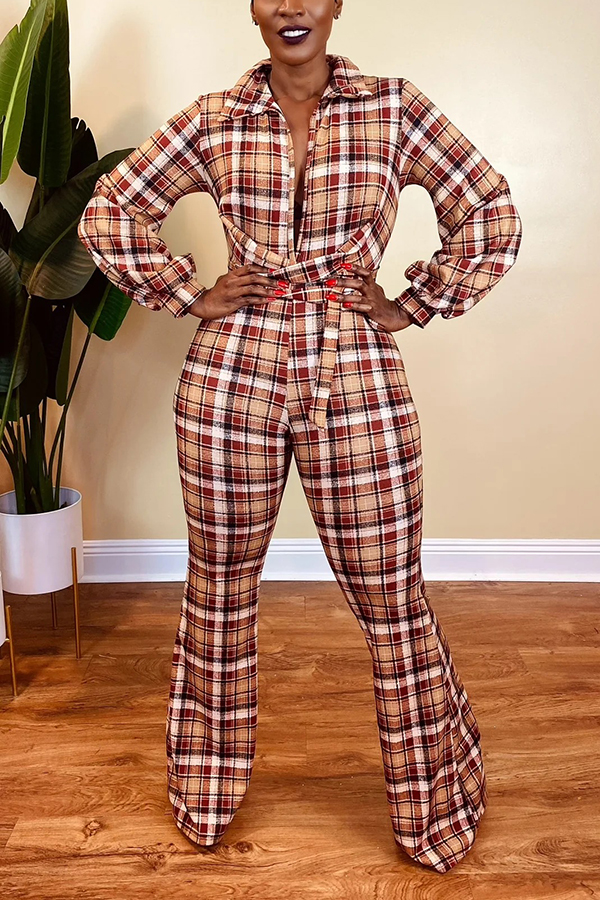 Stylish Plaid Top & Pants Set
