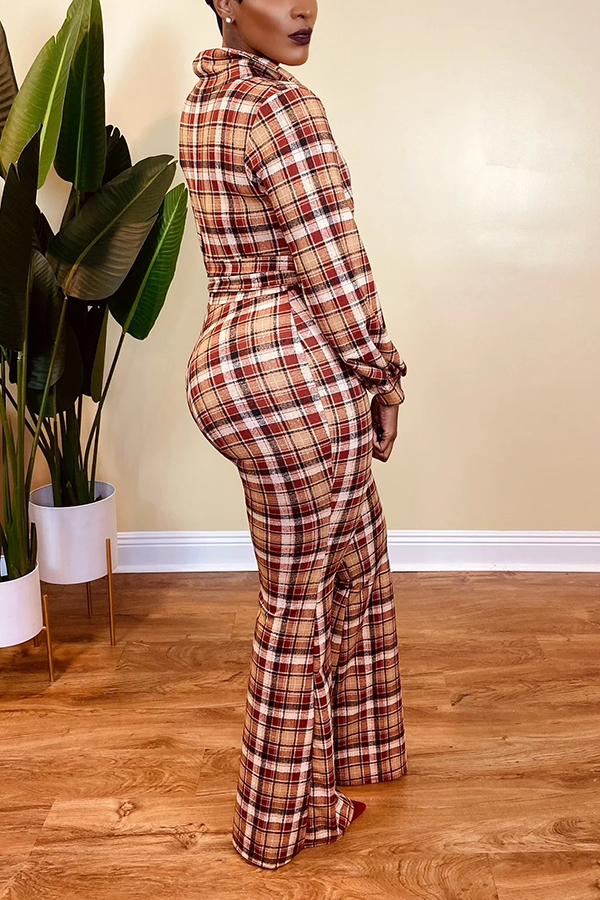 Stylish Plaid Top & Pants Set