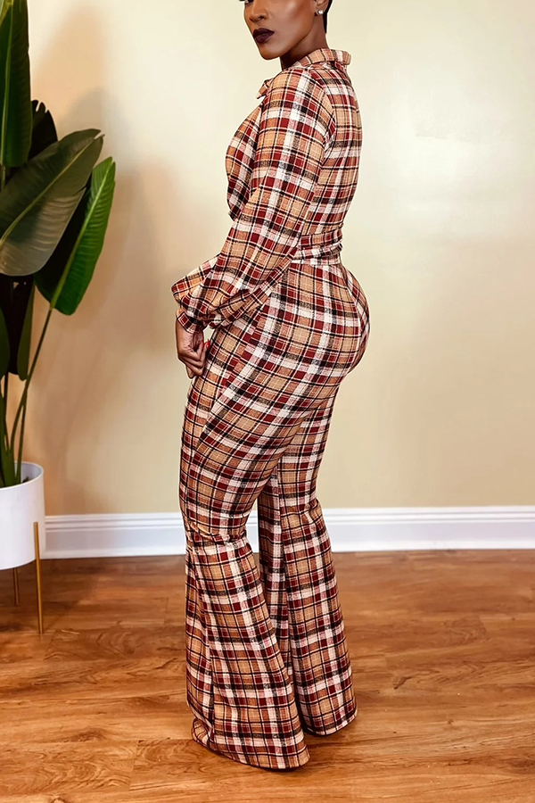 Stylish Plaid Top & Pants Set